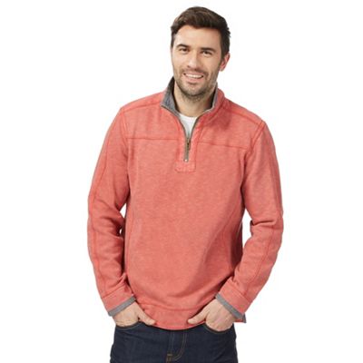 Mantaray Big and tall orange pique zip neck sweater